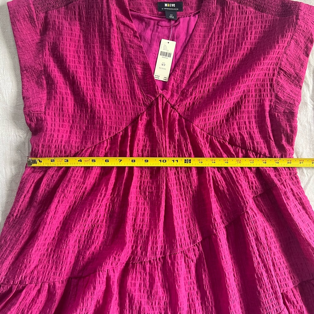 NWT Maeve By Anthropologie Tiered Tunic Dress Raspberry Size MP - Picture 4 of 5